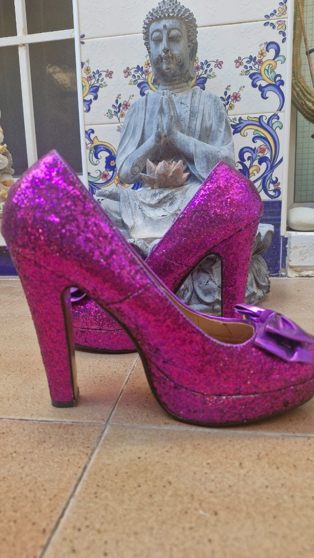 Zapatos fiesta purpurina - tacón alto