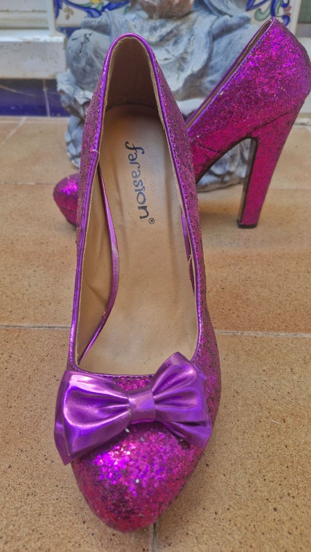 Zapatos fiesta purpurina - tacón alto
