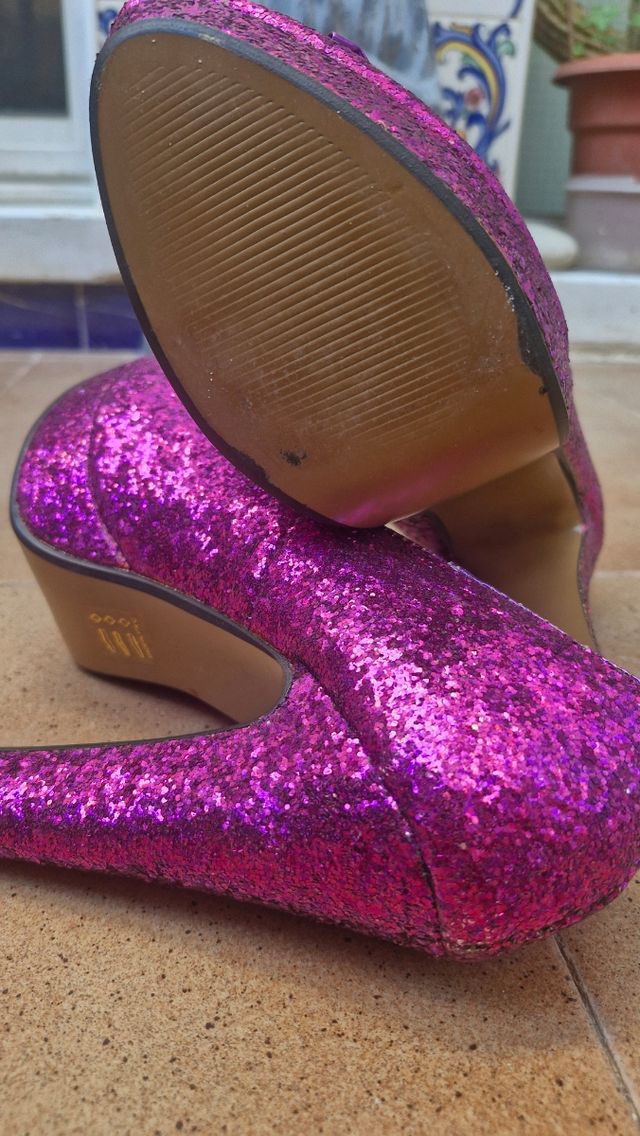 Zapatos fiesta purpurina - tacón alto