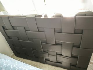 Cabecero cama marrón piel sintética