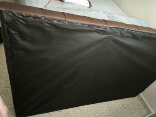 Cabecero cama marrón piel sintética