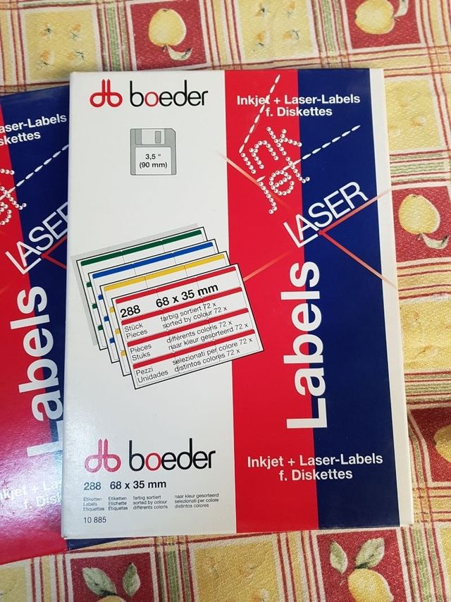Vintage Boeder etiquetas disquetes 3.5"