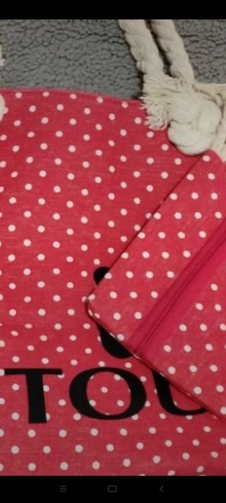 Bolso playero rojo lunares