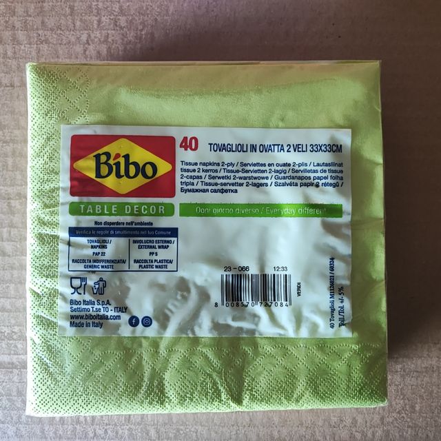 Tovaglioli colorati in ovatta 2 veli 33x33 cm