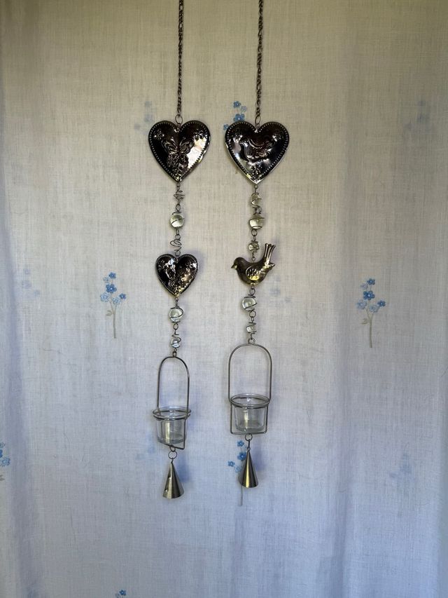 2 portacandele da appendere a forma di cuore