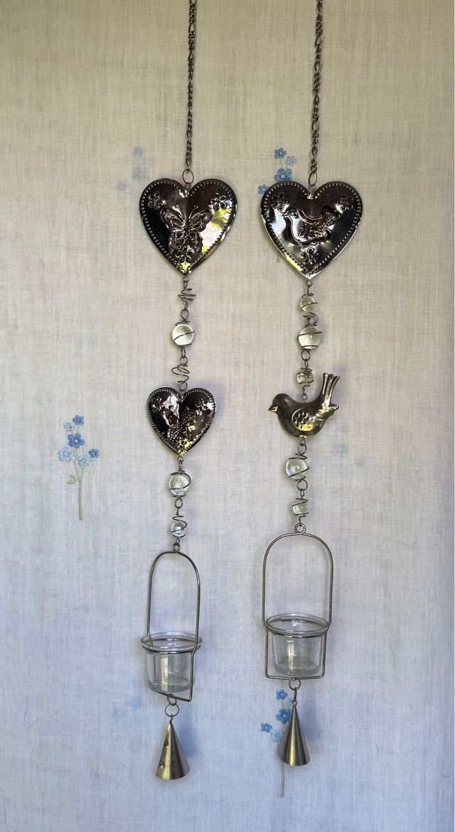 2 portacandele da appendere a forma di cuore