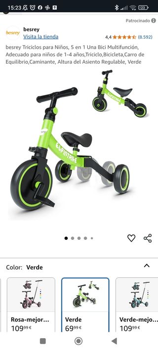 Triciclo Besrey 5 in 1 - Verde