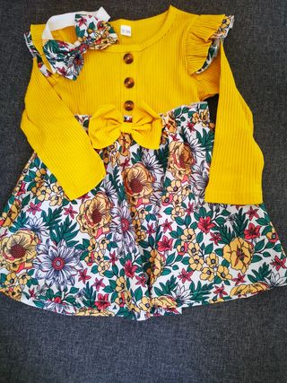 Vestido Infantil Flores - Amarelo