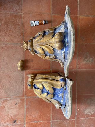 Ménsulas barrocas azul y dorado