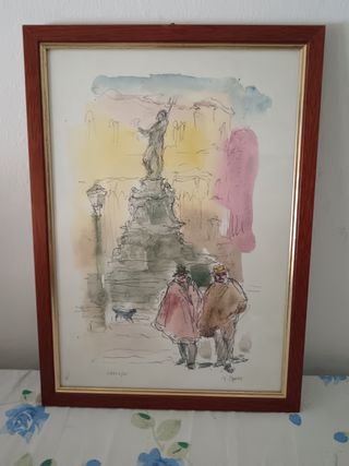 Quadro acquerello Bologna  Nettuno