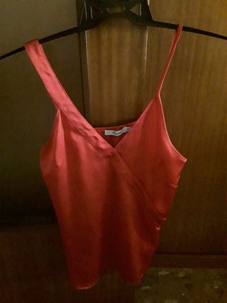 Blusa tirantes M rojo granate