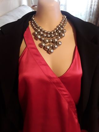 Blusa tirantes M rojo granate