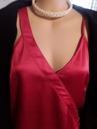 Blusa tirantes M rojo granate