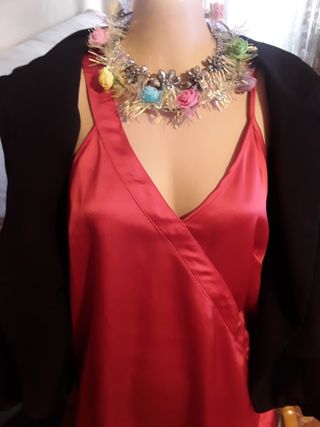 Blusa tirantes M rojo granate