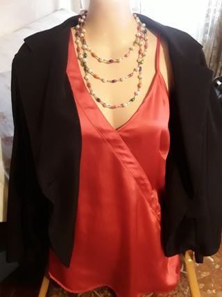 Blusa tirantes M rojo granate