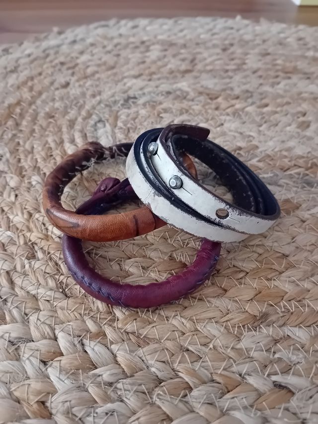 Pulseras cuero hombre - 3uds