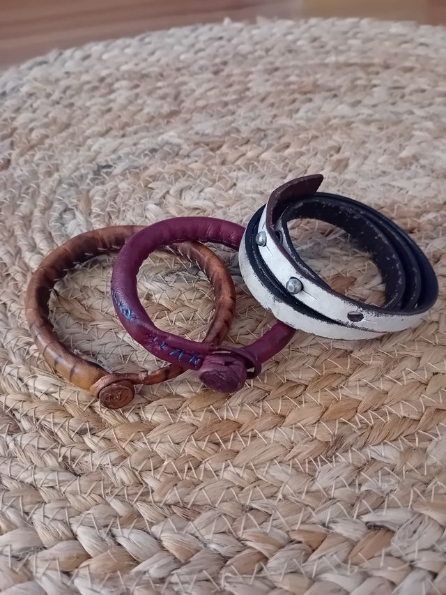 Pulseras cuero hombre - 3uds