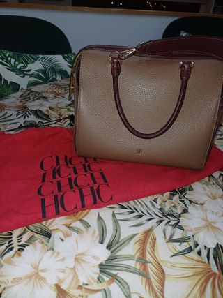 Bolso Carolina Herrera marrón-amarillo