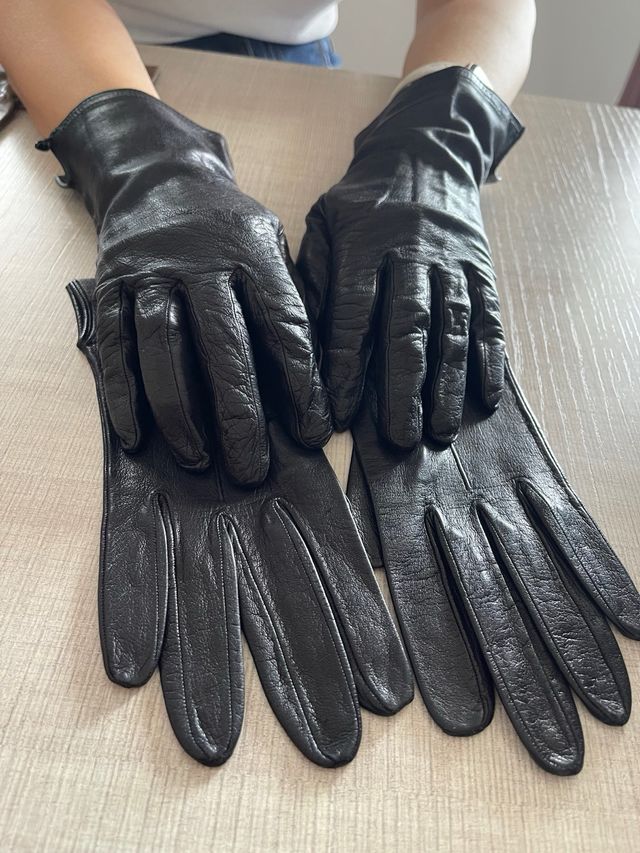 Guanti pelle marroni  e neri vintage