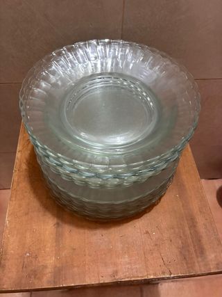 12 Platos de vidrio transparentes