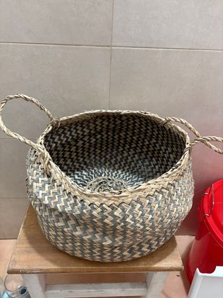 Cesta mimbre beige-gris