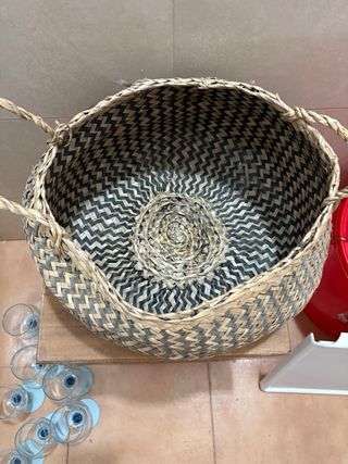 Cesta mimbre beige-gris