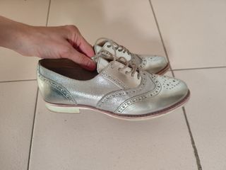 Zapatos Krack beige y plata, talla 36