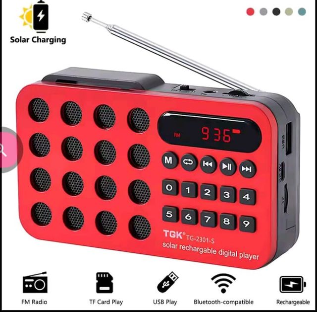 NUEVO Radio Solar Bluetooth SD Portátil digital