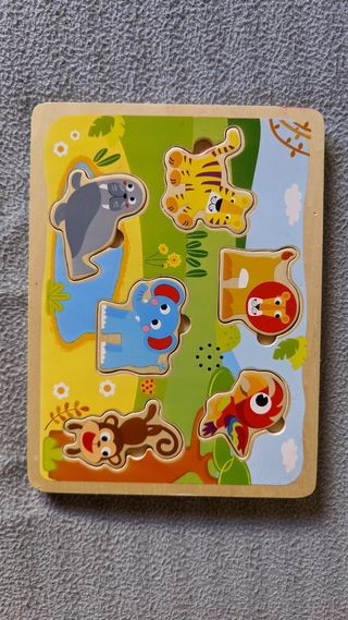 Puzzle de madera infantil con animales y sonido