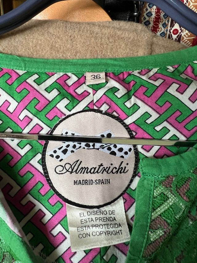 Vestido Almatrichi verde y rosa