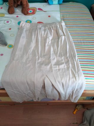 Falda beige lino