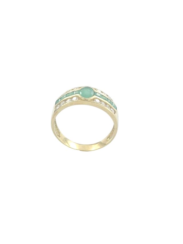Anillo oro 18k esmeralda circonitas