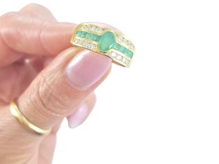 Anillo oro 18k esmeralda circonitas