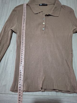 Camiseta canalé Zara manga larga