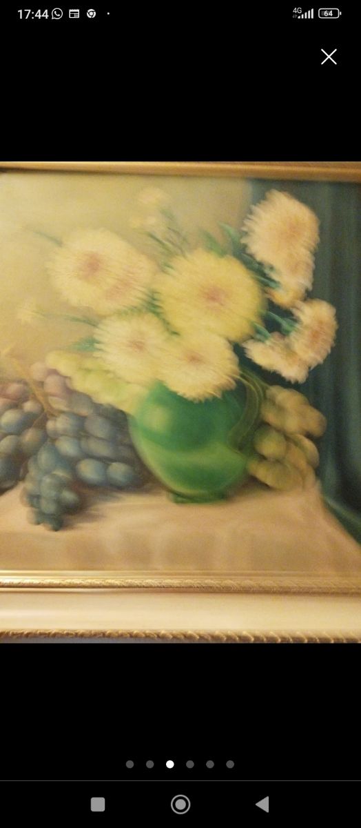 Bodegón pintado: Frutas y flores