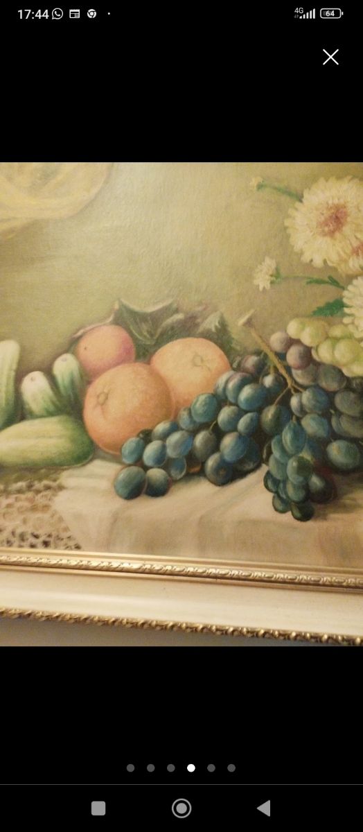 Bodegón pintado: Frutas y flores