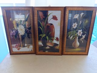 3 Cuadros Flores Vintage