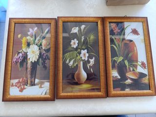 3 Cuadros Flores Vintage