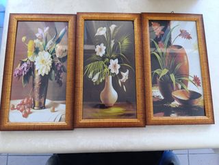 3 Cuadros Flores Vintage