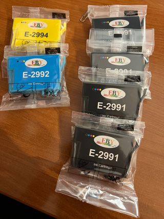 6 Cartuchos tinta EBY 4 negros, 1 azul, 1 amarillo