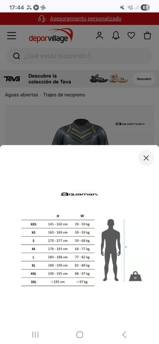 Neopreno Aquaman Gold Talla S