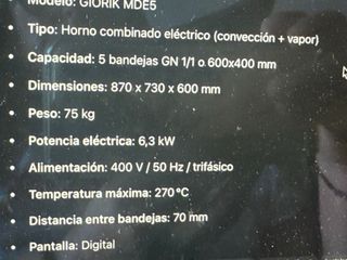 Horno Giorik MDE5 - Convección Eléctrica+vapor