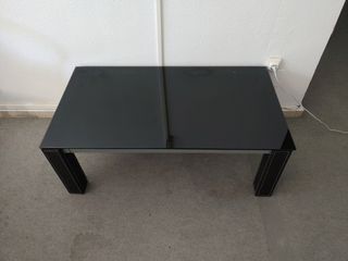 Mesa centro negra - cristal y madera