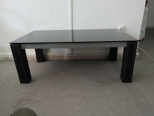 Mesa centro negra - cristal y madera