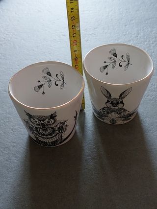 2 Vasetti portacandele - Porcellana oro-bianco