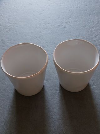 2 Vasetti portacandele - Porcellana oro-bianco