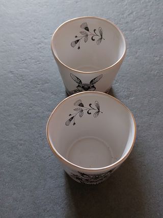 2 Vasetti portacandele - Porcellana oro-bianco