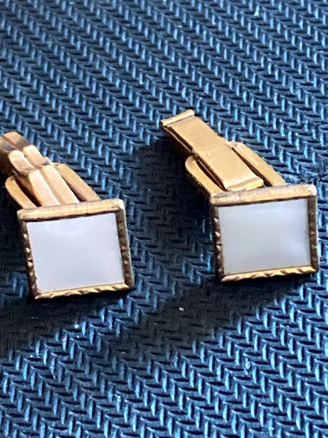 Gemelos chapados ORO años 50, nácar