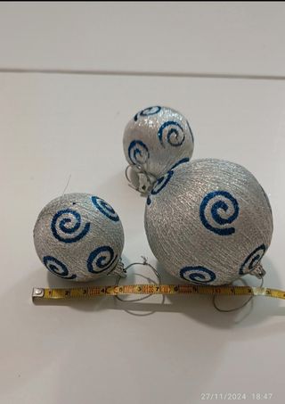 3 Palle Natale Argento Blu