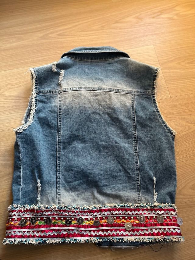 Gilet etnico in denim - multicolore